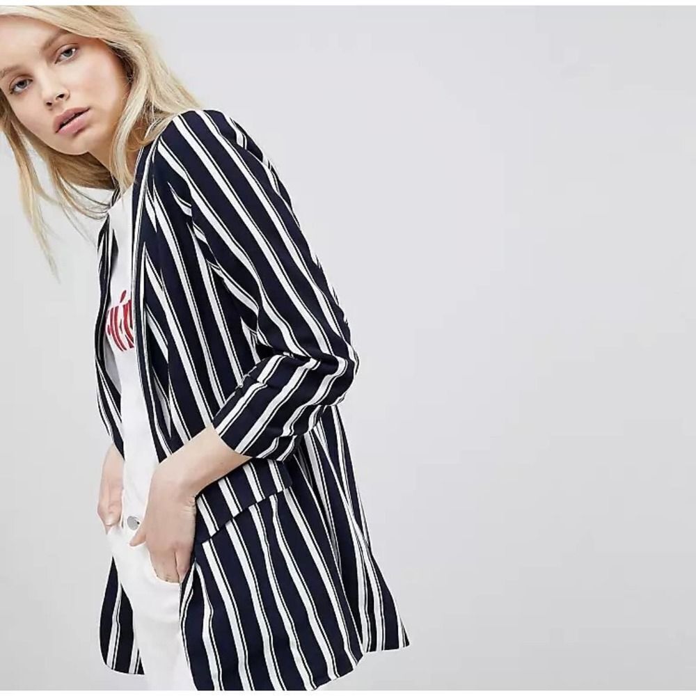 J. Crew NWT Stripped Wrap Up Blazer Navy Size XXS New
